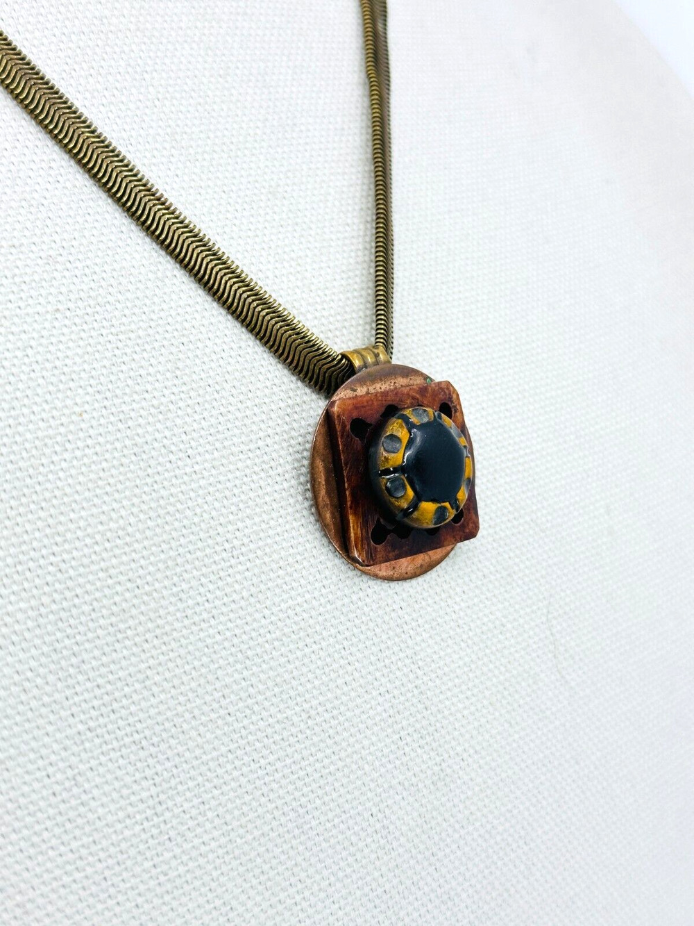 Marjorie Baer Necklace Medallion Pendant Modernist Brutalist Estate Jewelry
